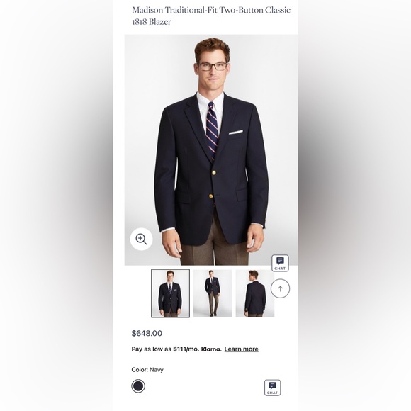 Traditional Fit Two-button classic 1818 Brooks Brothers blazer 45R